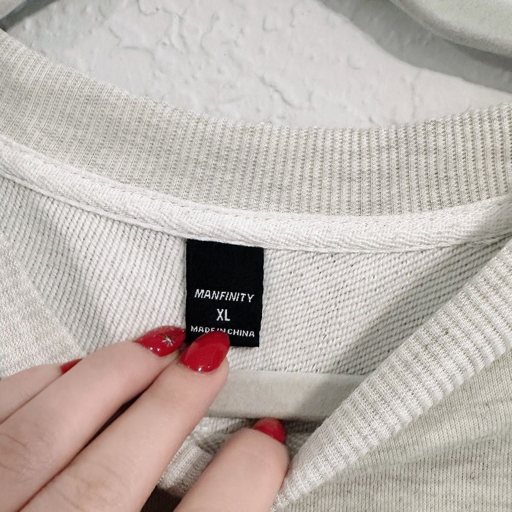 SHEIN Light Gray Crewneck Sweater with Black Cross - Picture 2 of 3